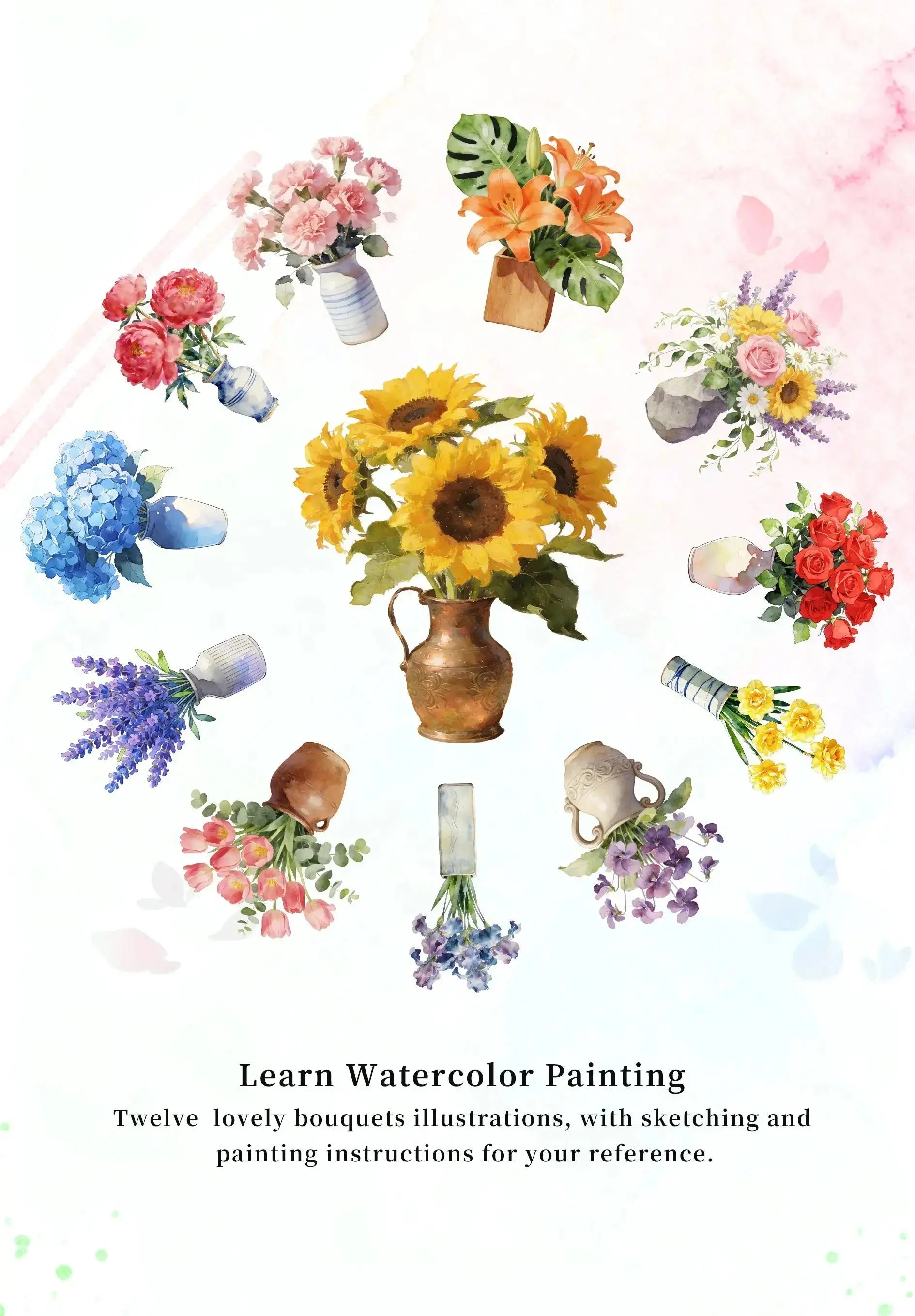 Bouquets Watercolor Book (Book Only) ColorWhisper Wellness